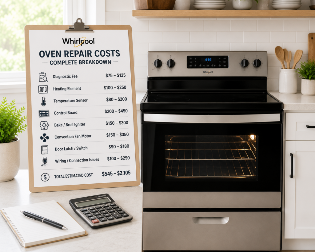 whirlpool oven repair cost