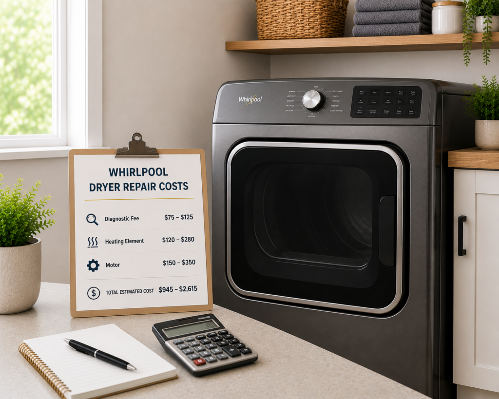 whirlpool dryer repair cost