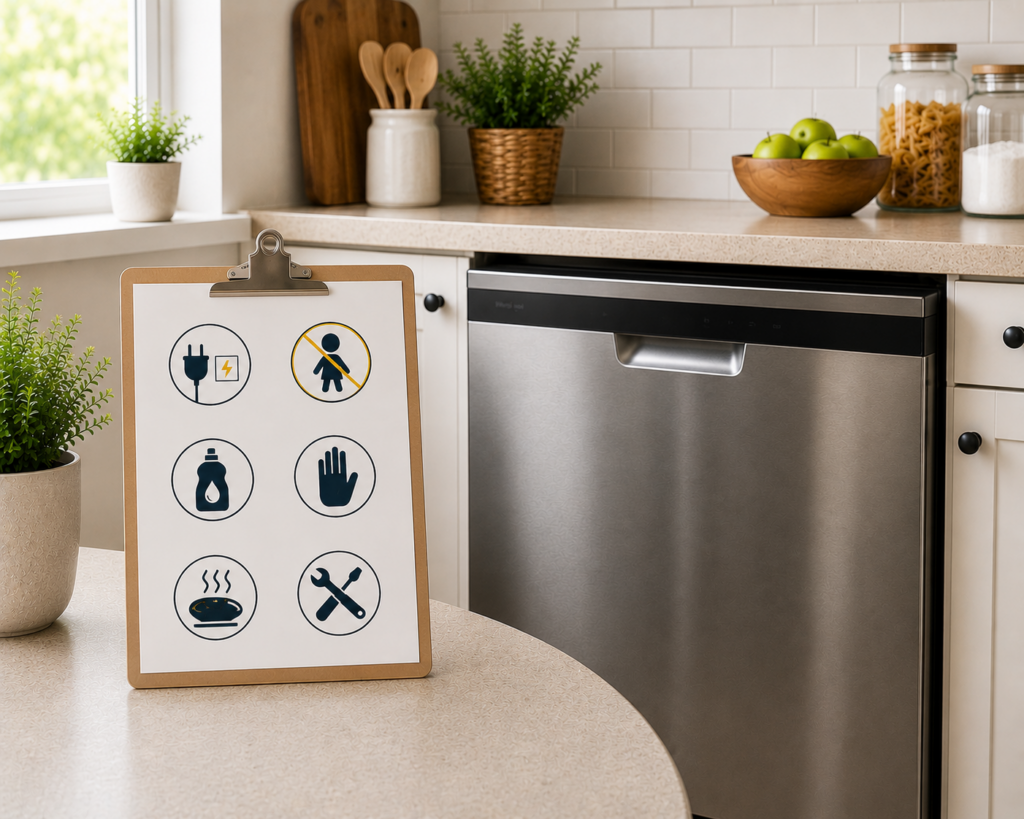 whirlpool dishwasher safety guide